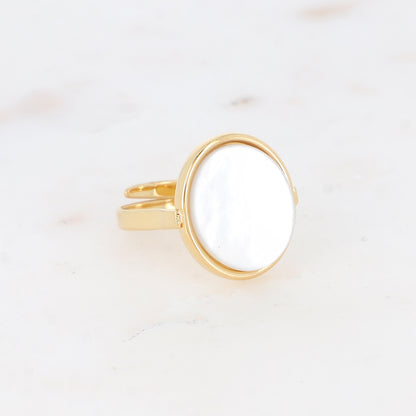 Bague ovale avec pierre naturelle - Nacre