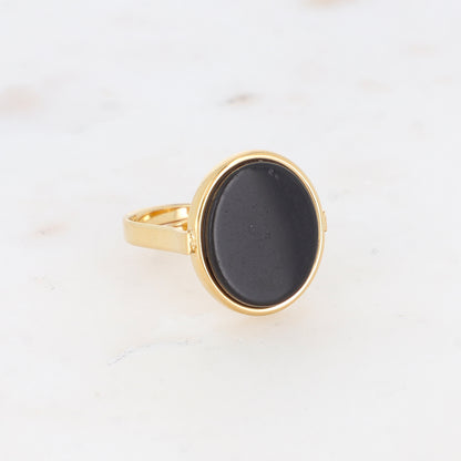 Bague ovale avec pierre naturelle - Onyx
