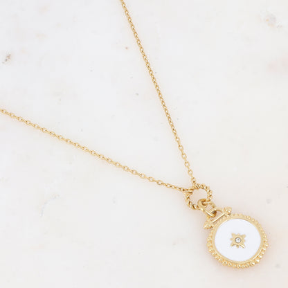 Collier avec pièce émaillée et strass (50+5CM)