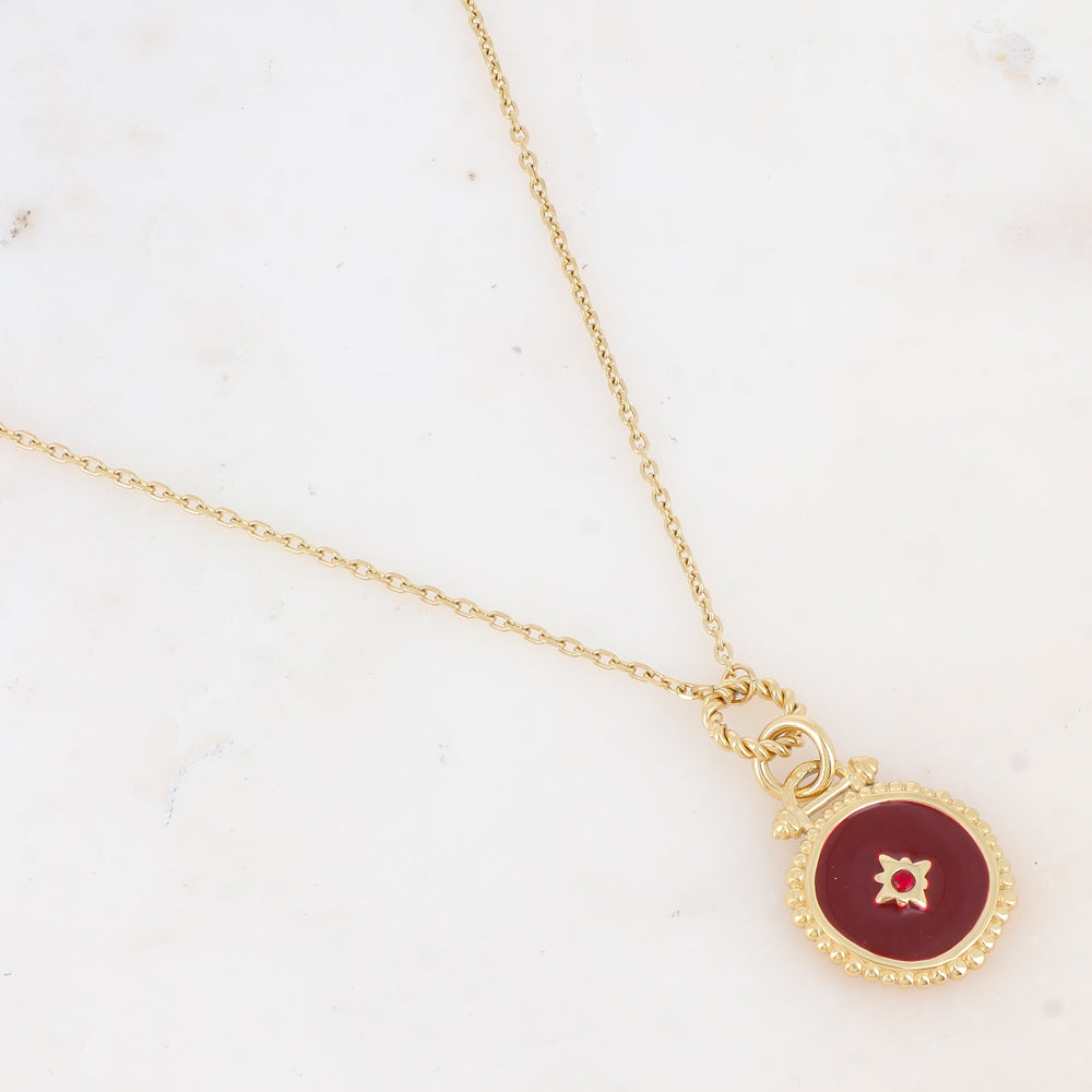 Collier avec pièce émaillée et strass (50+5CM)