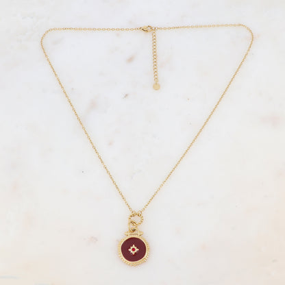 Collier avec pièce émaillée et strass (50+5CM)