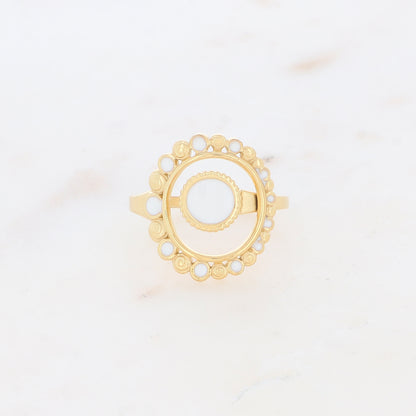 Bague avec pièces émaillées - Blanc