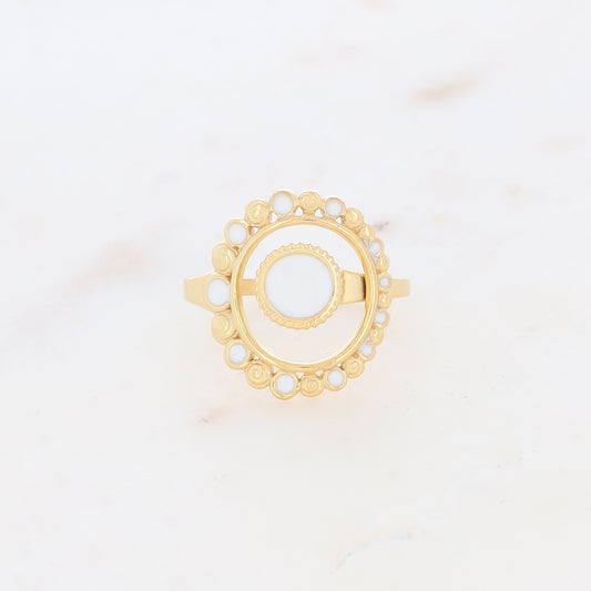 Bague avec pièces émaillées - Blanc