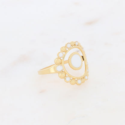 Bague avec pièces émaillées - Blanc
