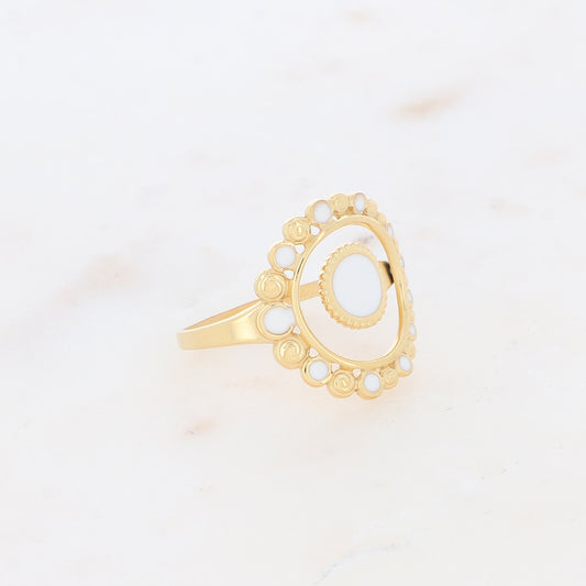 Bague avec pièces émaillées - Blanc