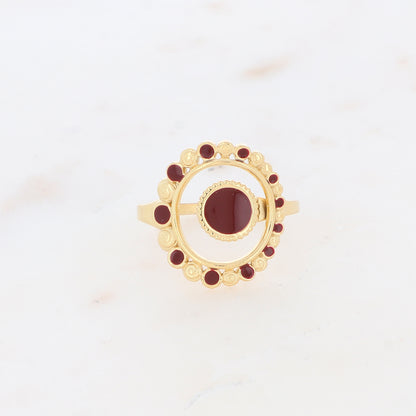 Bague avec pièces émaillées - Bordeaux