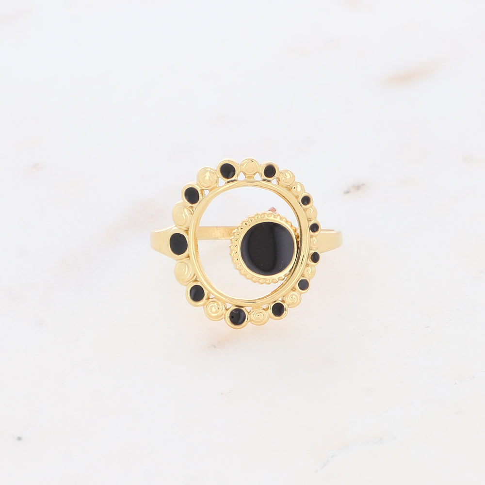 Bague avec pièces émaillées - Noir