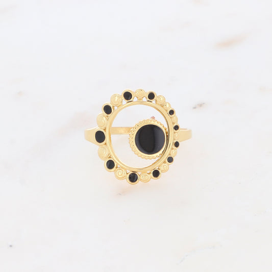 Bague avec pièces émaillées - Noir
