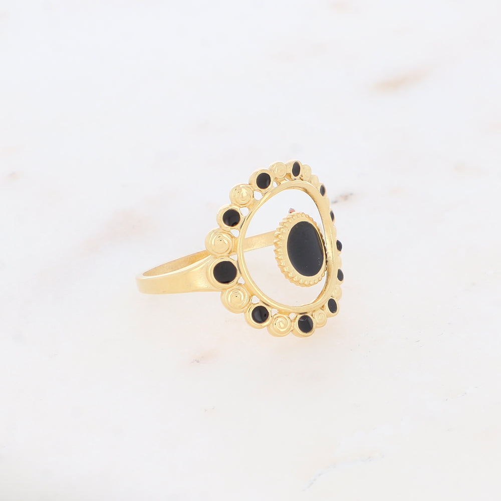 Bague avec pièces émaillées - Noir