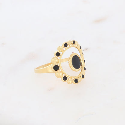 Bague avec pièces émaillées - Noir