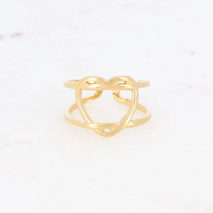 Bague deux rangs avec cœur