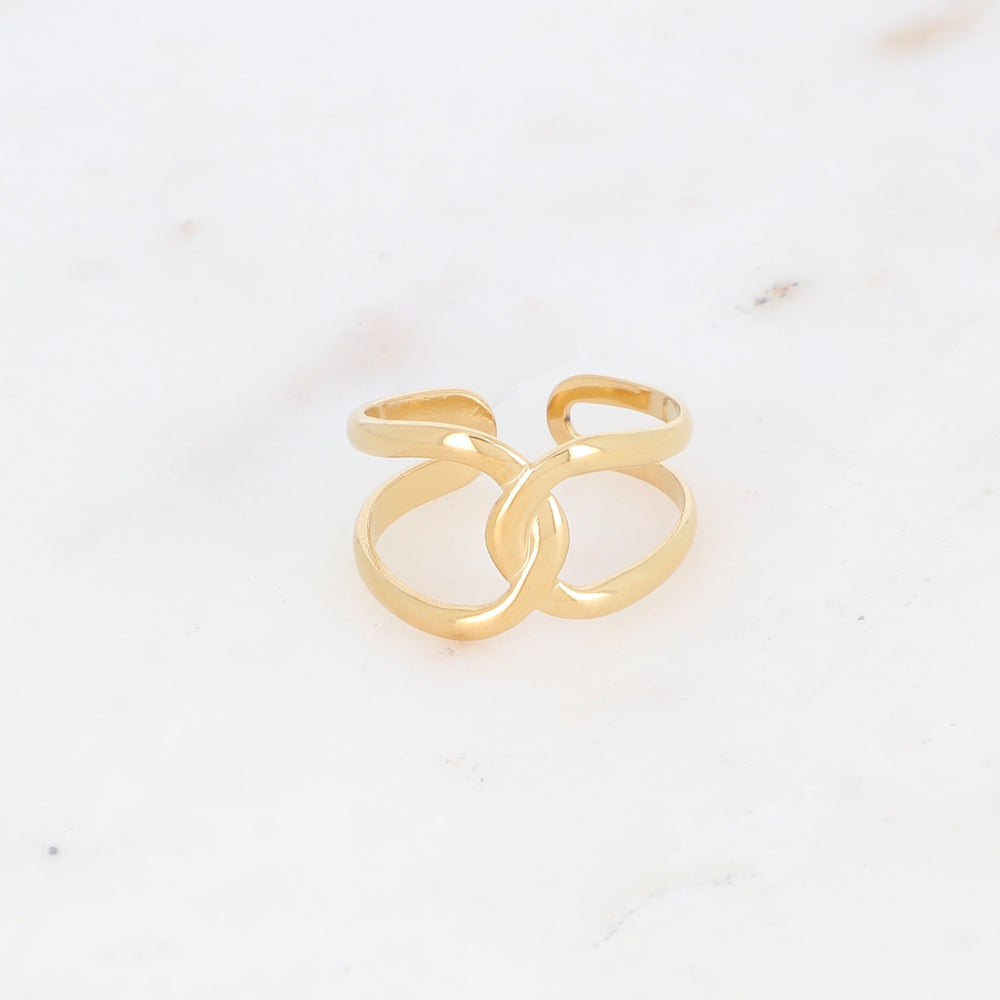 Bague double rangs croisé