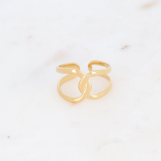Bague double rangs croisé