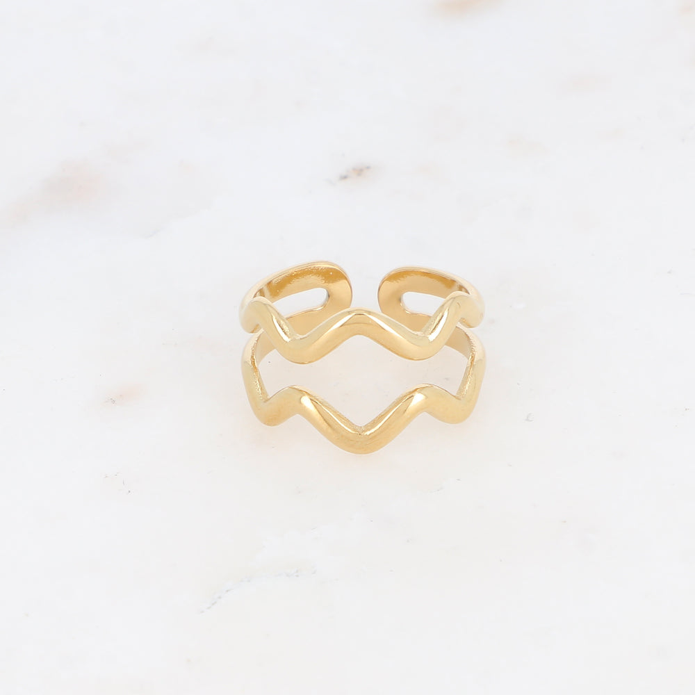 Bague double rangs zig zag