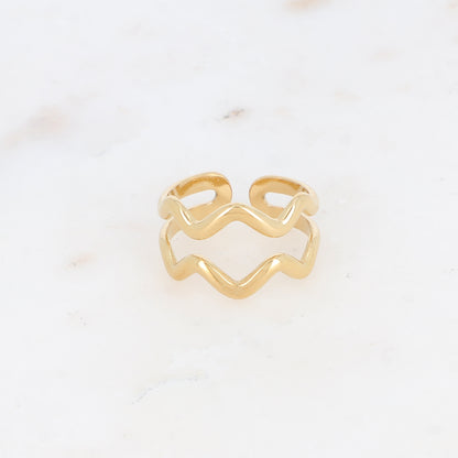 Bague double rangs zig zag