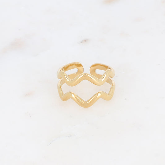 Bague double rangs zig zag
