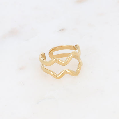 Bague double rangs zig zag