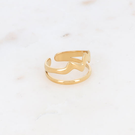 Bague double rangs effet lisse