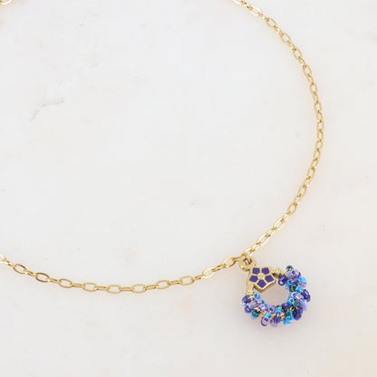 Collier avec avec anneau, perles, étoile et émail (40+5CM)