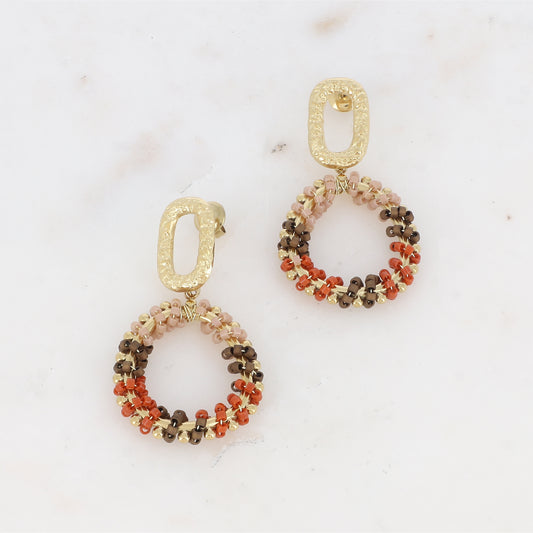 B.O à puce avec 2 anneaux et perles de rocaille 2,6 x 4,6 CM.