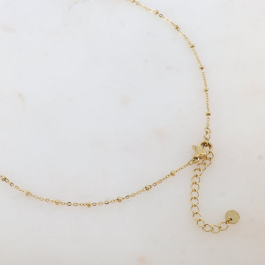 Collier avec anneau, pièce ronde embellie de perles (40+5CM)