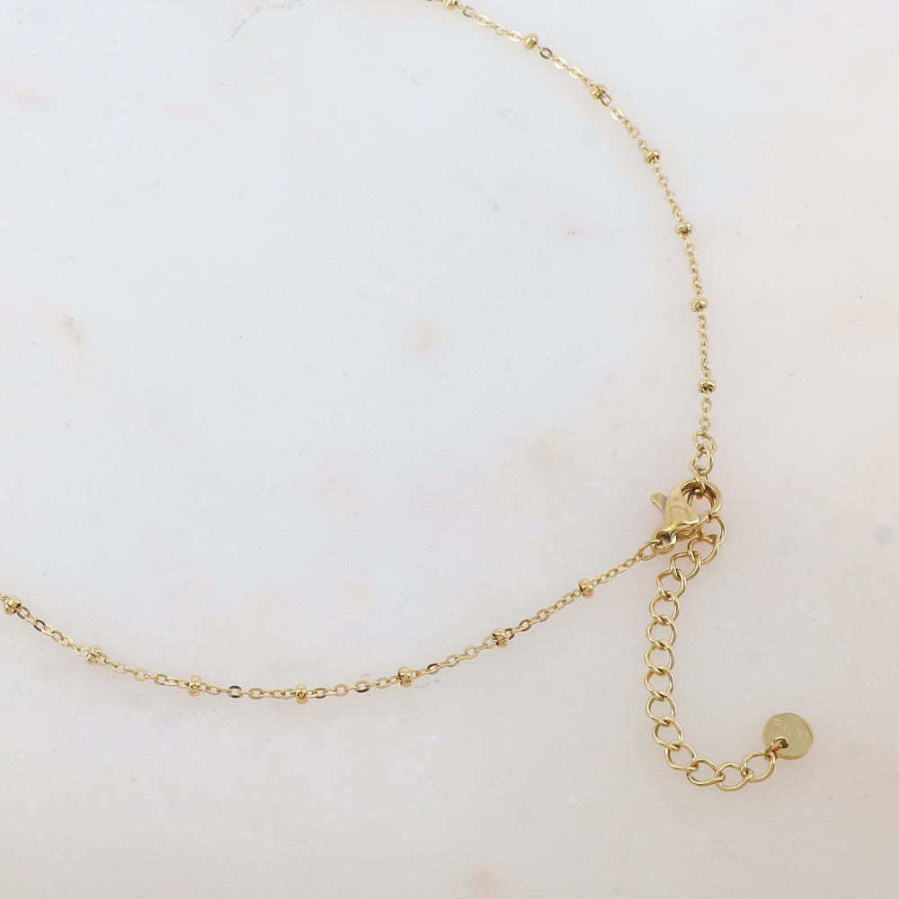 Collier avec anneau, pièce ronde embellie de perles (40+5CM)