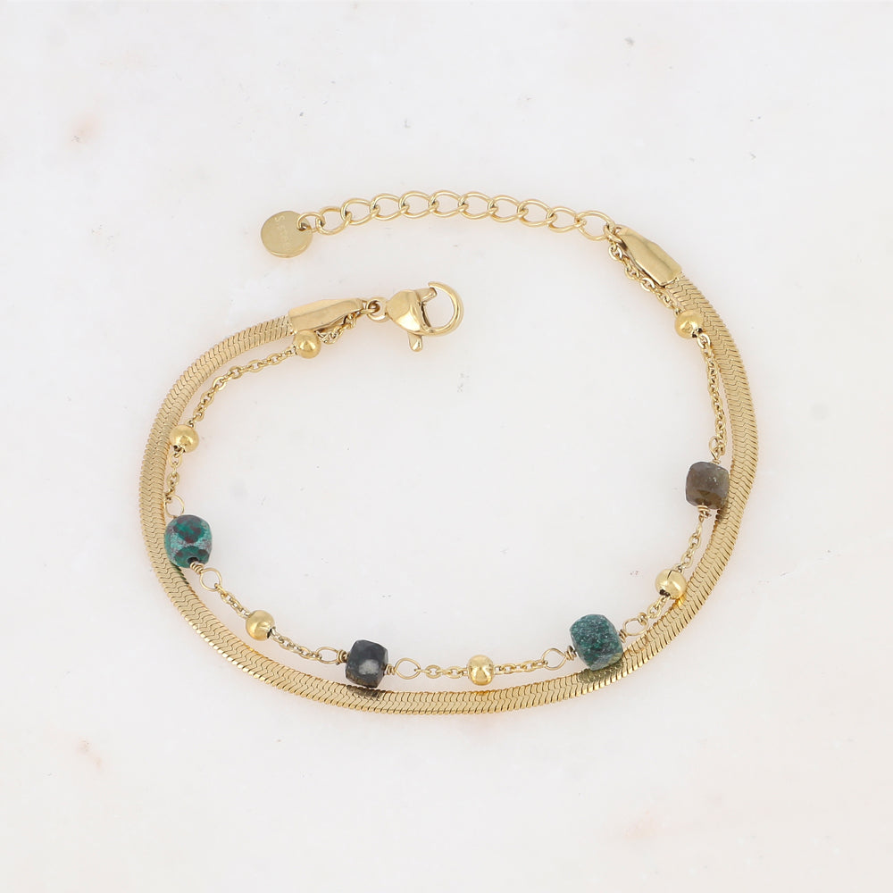 Bracelet double rangs avec pierres naturelles