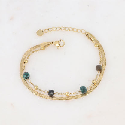 Bracelet double rangs avec pierres naturelles