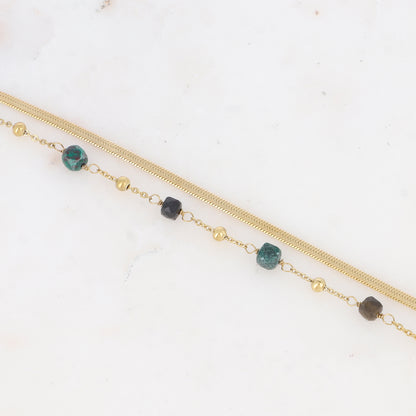 Bracelet double rangs avec pierres naturelles