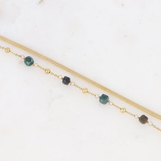 Bracelet double rangs avec pierres naturelles