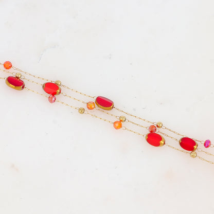 Bracelet 3 rangs avec pierre naturelle et pâtes de verre