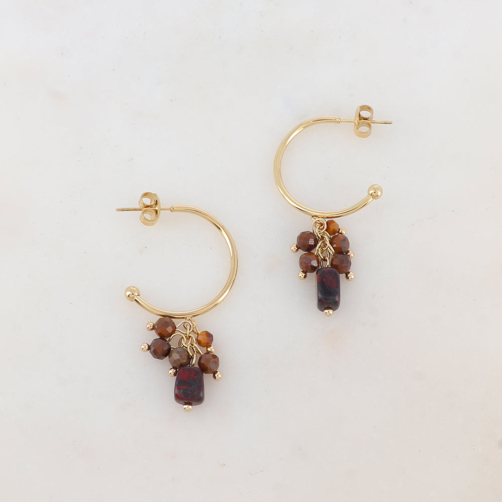 Créoles à puce pendantes avec pierres naturelles 0,6 x 4,6 CM.