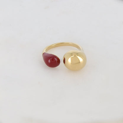 Bague fine avec émail - Bordeaux