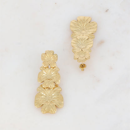 B.O à puce avec trois fleurs 2,3 X 5,1 CM.
