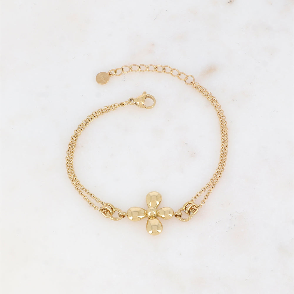 Bracelet double rangs avec fleur