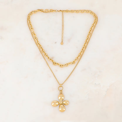Collier avec avec fleur (40/46+7CM)