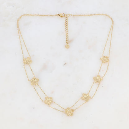 Collier double rangs avec fleur (39+5CM)