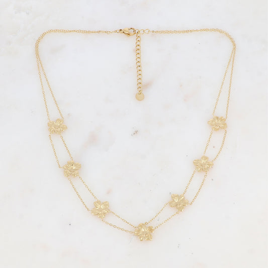 Collier double rangs avec fleur (39+5CM)