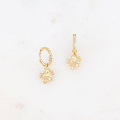 Créoles avec fleur 1,1x 2,6 CM.