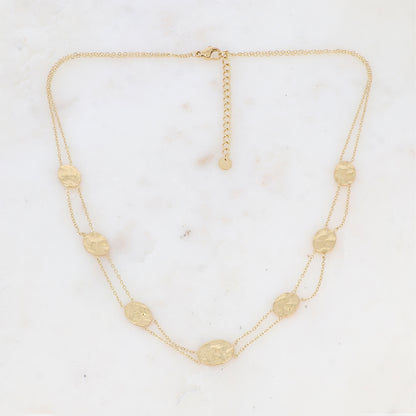 Collier double rangs avec pampilles ovales martelées (39+5CM)