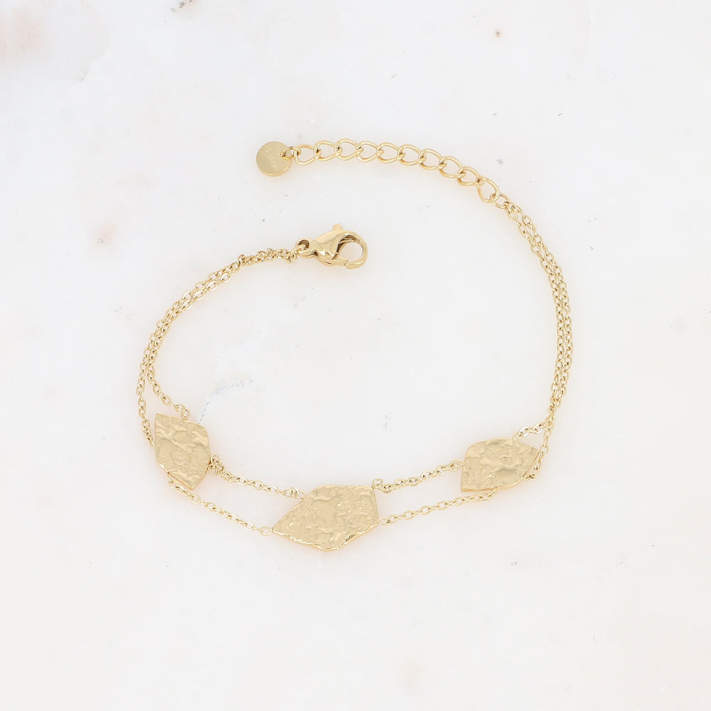 Bracelet double rangs avec pampilles géométriques martelées