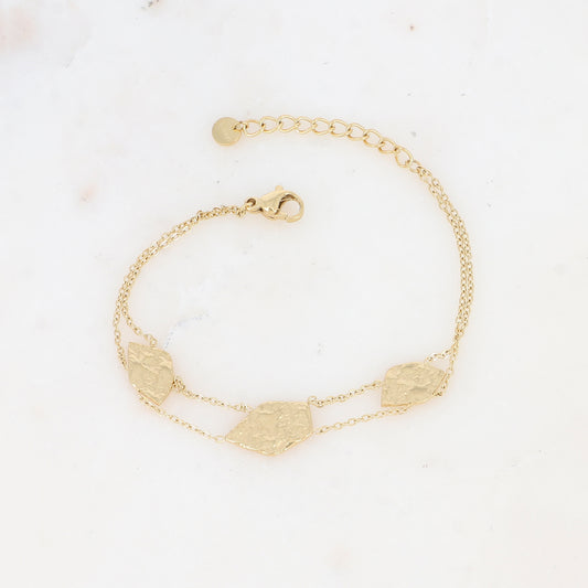 Bracelet double rangs avec pampilles géométriques martelées