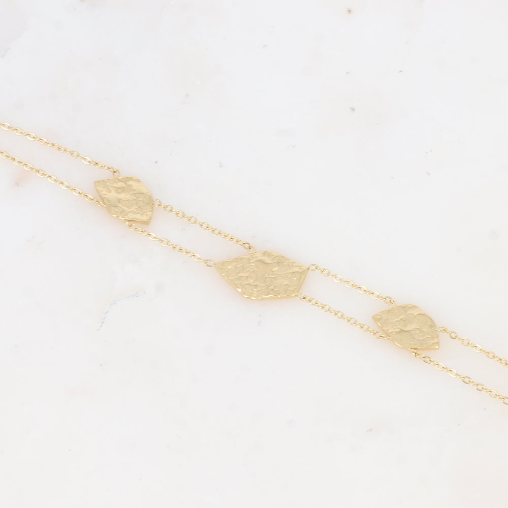 Bracelet double rangs avec pampilles géométriques martelées