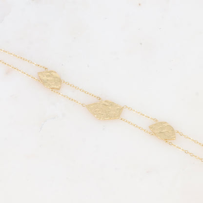 Bracelet double rangs avec pampilles géométriques martelées