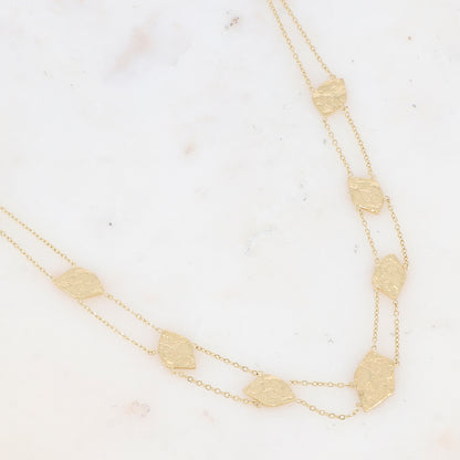 Collier double rangs avec pampilles géométriques martelées (39+5CM)