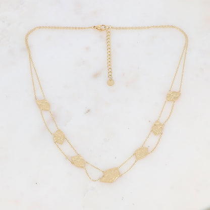 Collier double rangs avec pampilles géométriques martelées (39+5CM)