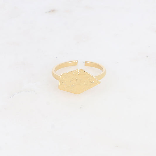 Bague avec pièce géométrique martelée
