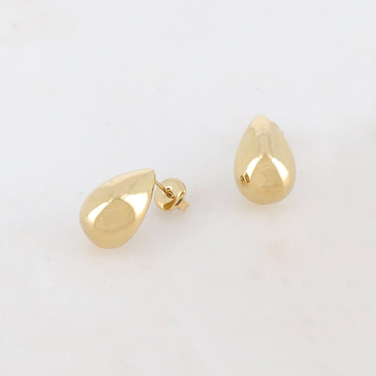 B.O à puce en forme de goutte avec effet miroir et lisse 1 x 1,7 cm.