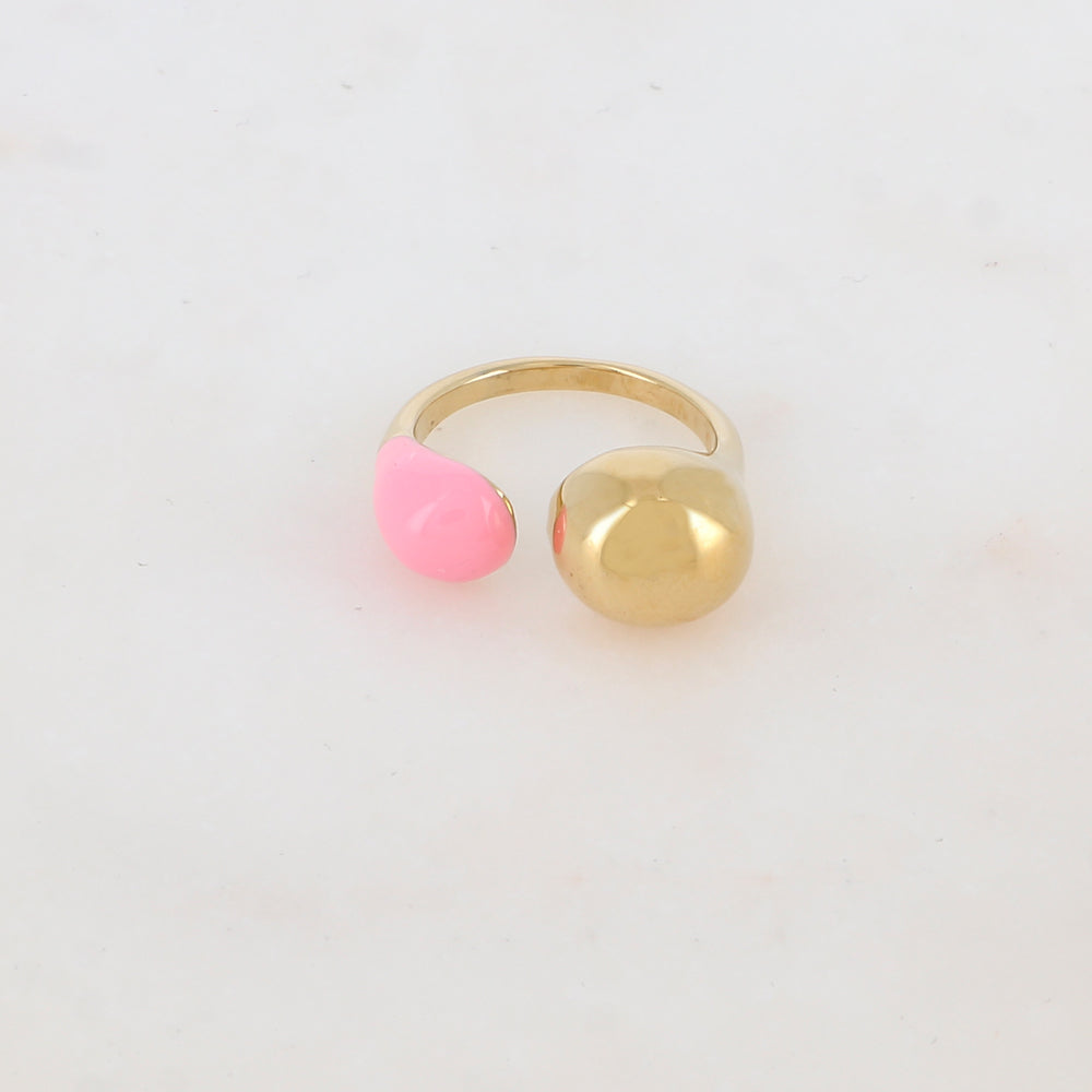 Bague fine avec émail - Rose