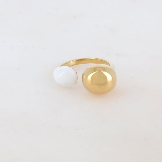 Bague fine avec émail - Blanc